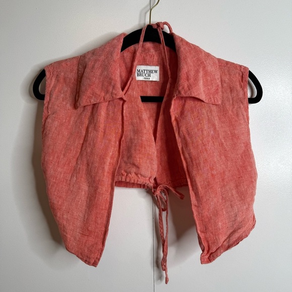 Matthew Bruch Vest with Triangle Linen Top - Red - Medium - Picture 6 of 9